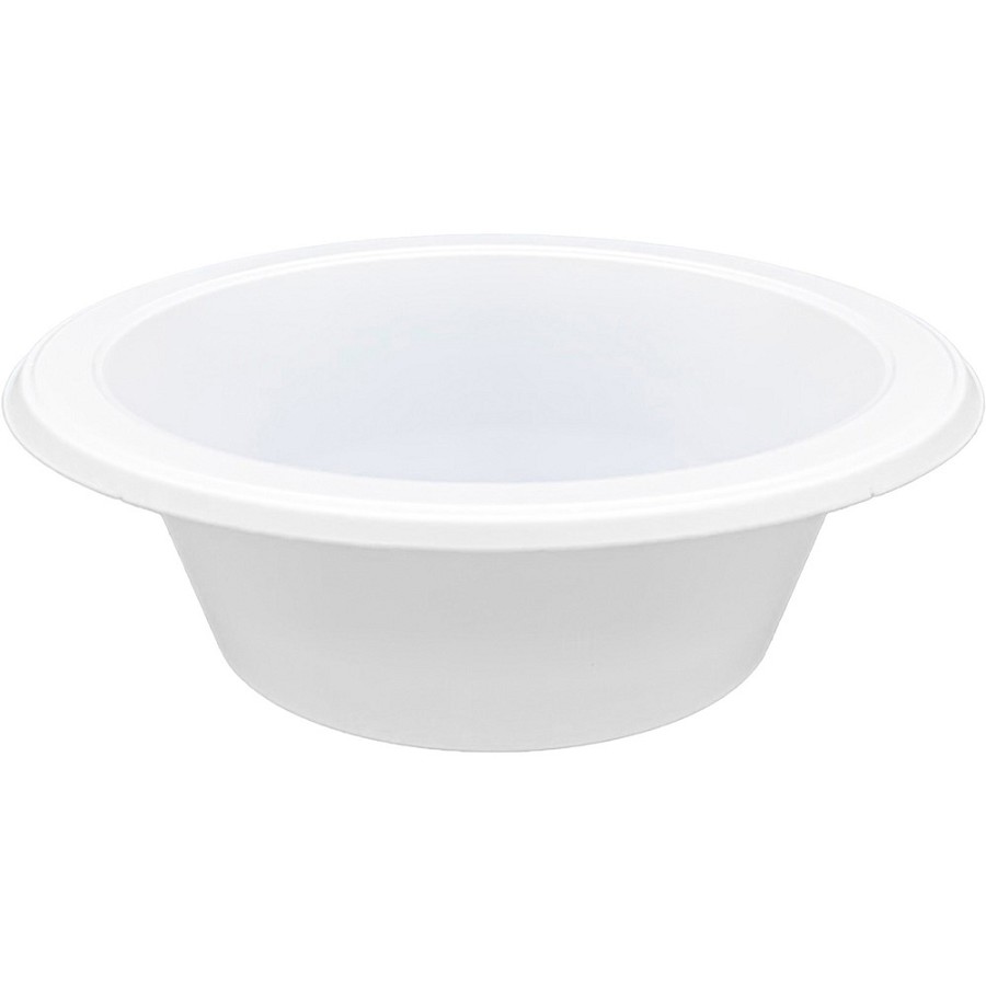 Genuine Joe 12 oz Reusable Plastic Bowls - Serving - Disposable - White - Plastic Body - 125/Pack - 8 / Carton 