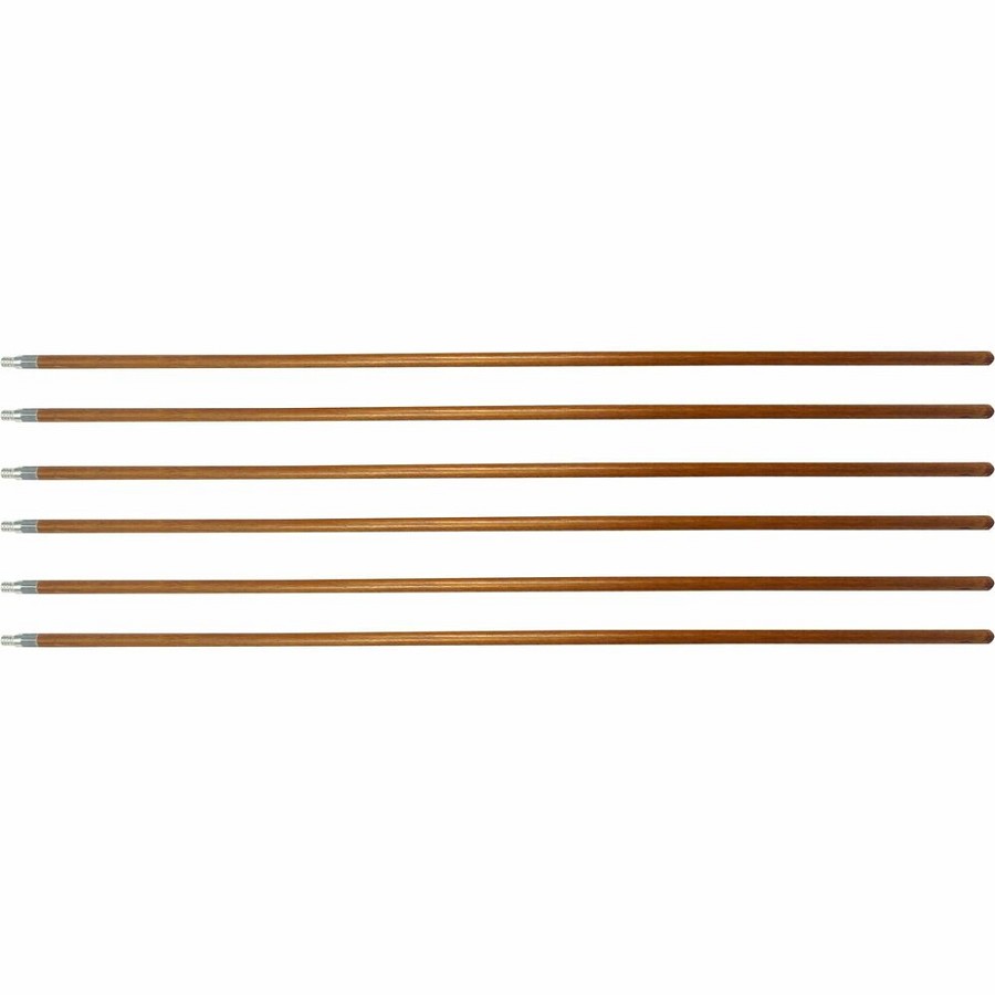 Genuine Joe Wood Handle with Threaded Metal Tip - Natural - Metal, Wood - 6 / Carton 