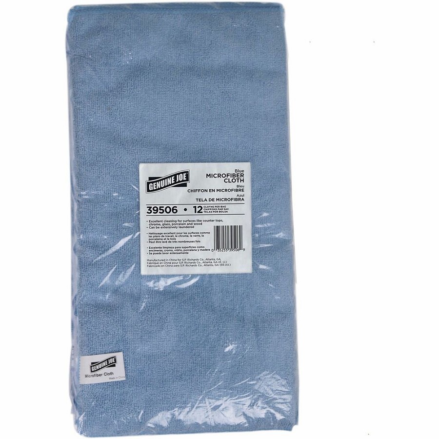 Genuine Joe General Purpose Microfiber Cloth - For General Purpose - 16' Length x 16' Width - Recommended For: Dust Remover, Dirt Remover - Blue - 12/Bag - 15 / Carton 