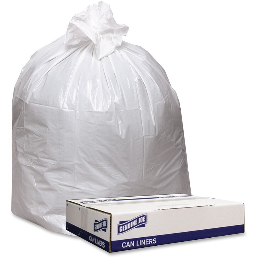 Genuine Joe Low Density White Can Liners - 45 gal Capacity - 46' Length x 40' Width x 0.90 mil (23 Micron) Thickness - Low Density - White - Industrial Trash - Recycled - 100 / Carton 