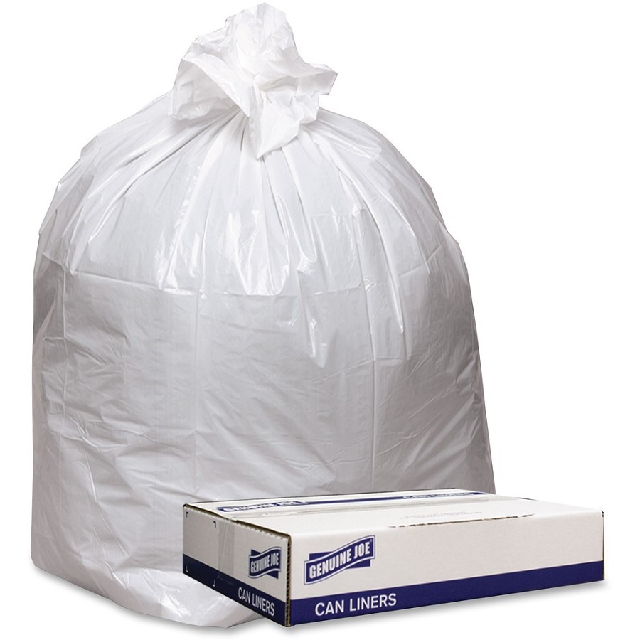 Genuine Joe Low Density White Can Liners - 56 gal Capacity - 47' Length x 43' Width x 0.90 mil (23 Micron) Thickness - Low Density - White - Industrial Trash - Recycled - 100 / Carton 