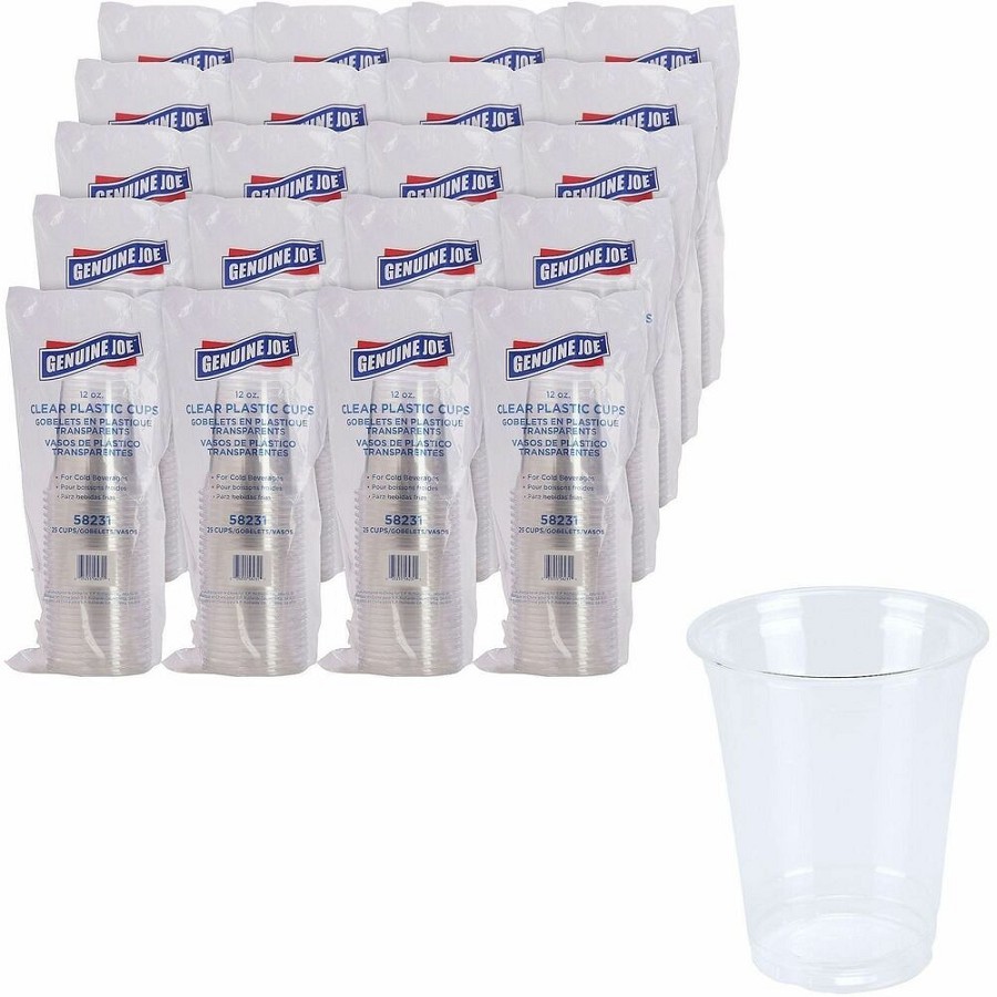 Genuine Joe 12 oz Clear Plastic Cups - 12 fl oz - Clear - Plastic - Cold Drink, Beverage - 25/Pack - 20 / Carton 