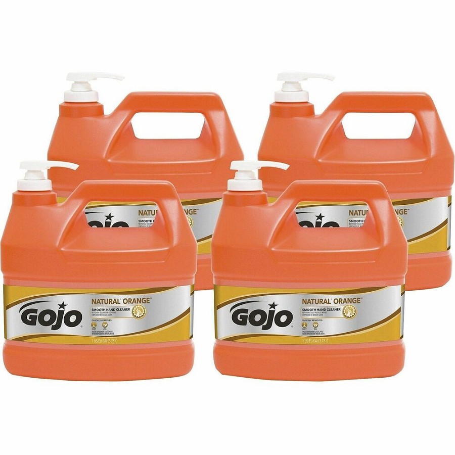 Gojo Natural Orange Smooth Hand Cleaner - Citrus Scent - 1 gal - Pump Bottle Dispenser - Soil Remover, Dirt Remover, Grease Remover - Hand - Orange - 4 / Carton 