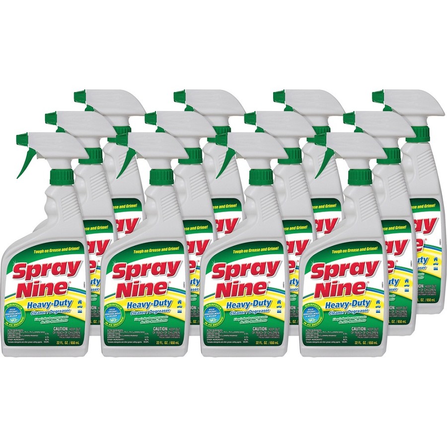 Spray Nine Heavy-Duty Cleaner/Degreaser w/Disinfectant - For Multi Surface, Multipurpose - Spray - 22 fl oz (0.7 quart) - Recommended For: Soil Remover, Bacteria Remover, Virus Remover, Germs Remover, Mold Remover, Mildew Remover, Grease Remover, Grime Re 