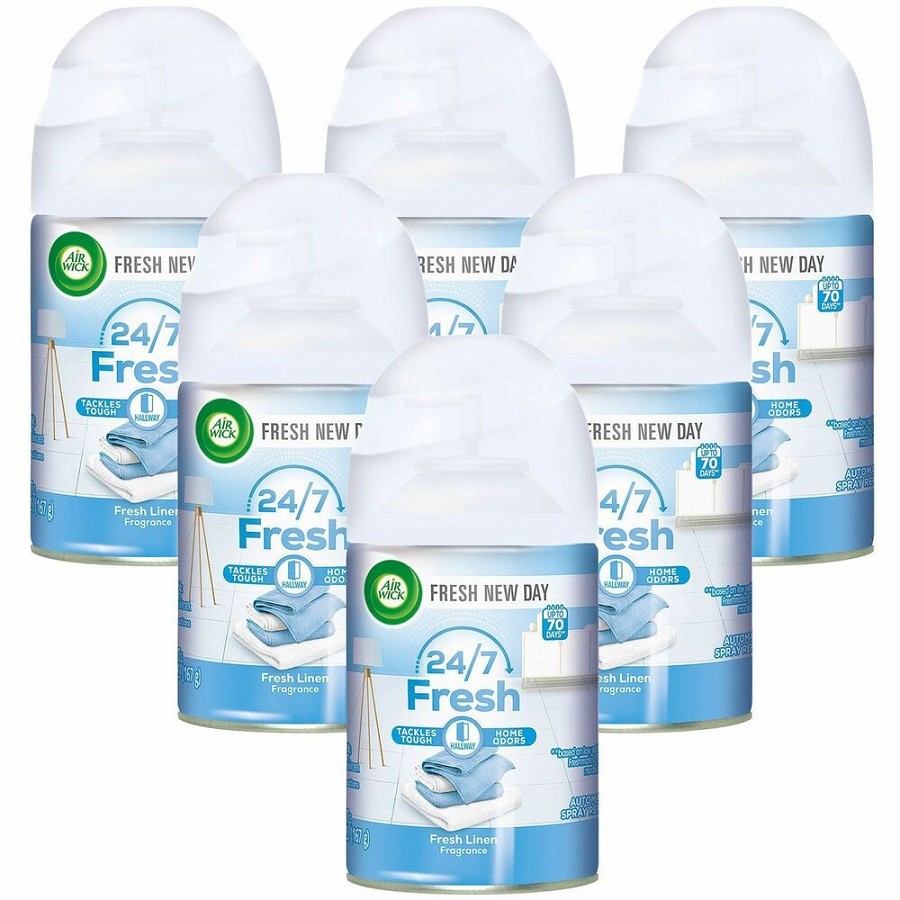 Air Wick Freshmatic Ultra Automatic Spray Refills w/Essential Oils - Spray - 5.90 oz - Fresh Linen - 60 Day - 6 / Carton 