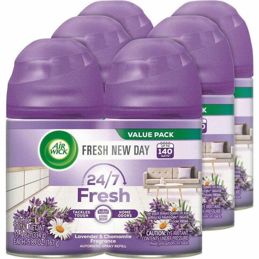 Air Wick Lavender Refill Pack - Aerosol - 5.90 oz - Lavender, Chamomile - 60 Day - Odor Neutralizer, Long Lasting - 2/Pack - 3 / Carton 