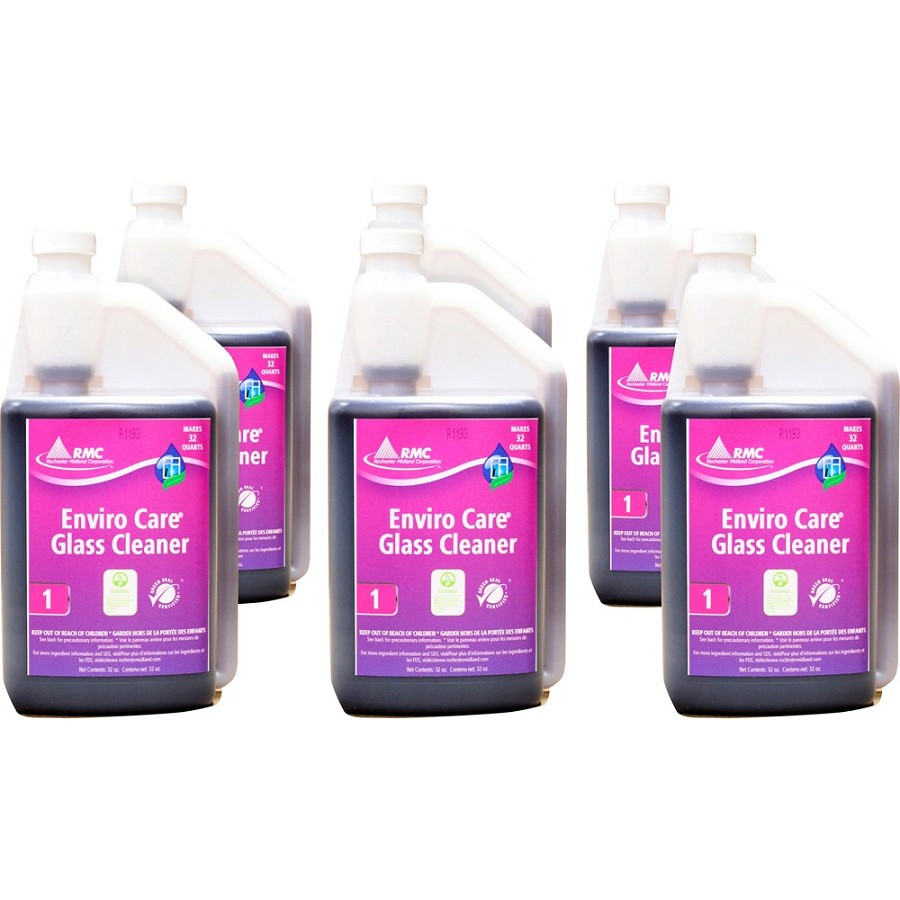 RMC Enviro Care Glass Cleaner - Concentrate - 32 fl oz (1 quart) - Bio-based, Streak-free, Ammonia-free, Alcohol-free - Purple - 6 / Carton 