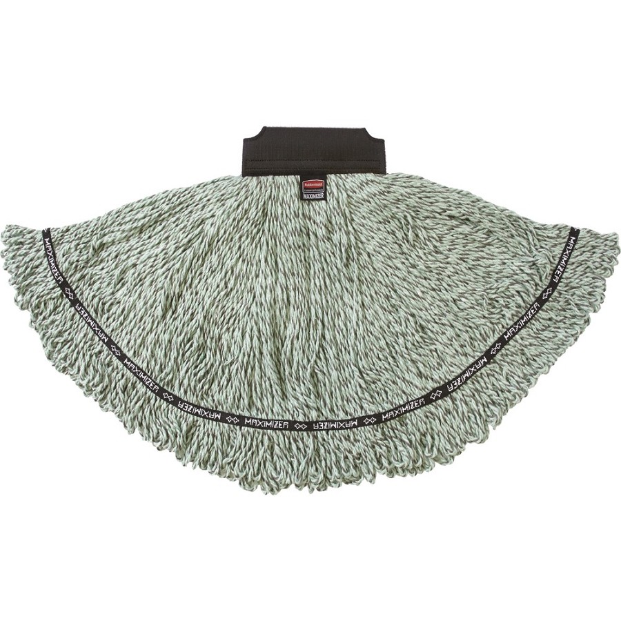 Rubbermaid Commercial Medium Maximizer Microfiber Mophead - 11.2' Width x 19.5' Length - MicroFiber - Green - 6 / Carton 