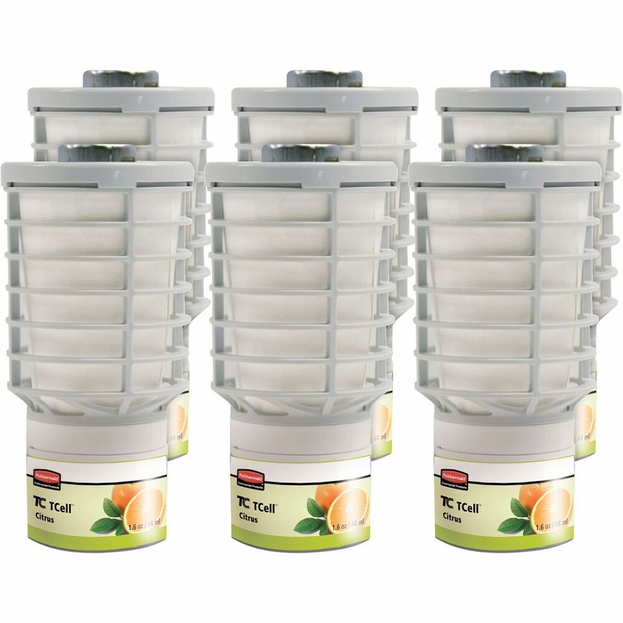 Rubbermaid Commercial TCell Dispenser Fragrance Refill - 6000 ft³ - Citrus - 60 Day - Odor Neutralizer, VOC-free, Recyclable - 6 / Carton 