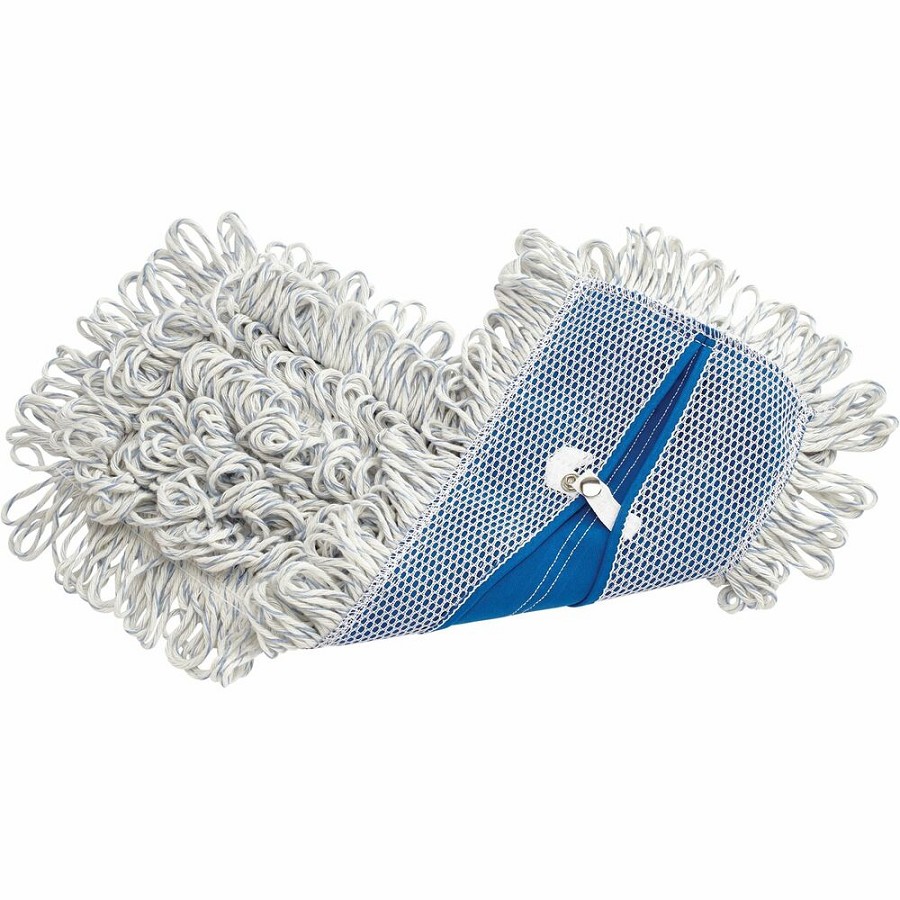 Rubbermaid Commercial Looped Fringe Finish Mop - 5' Width x 18' Length - Absorbent, Looped Ends - Rayon, Synthetic - White - 6 / Carton 