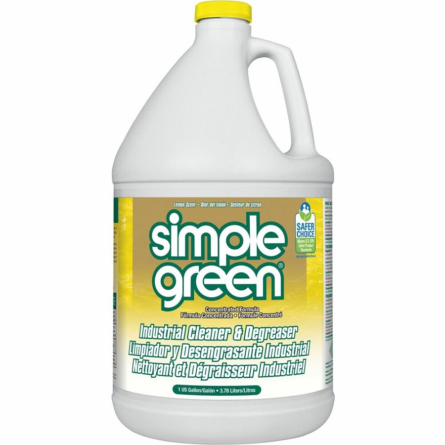 Simple Green Industrial Cleaner/Degreaser - Concentrate - 128 fl oz (4 quart) - Lemon Scent - Non-toxic, VOC-free, Butyl-free, Phosphate-free, Non-abrasive, Non-corrosive, Deodorize, Non-flammable - Lemon - 6 / Carton 