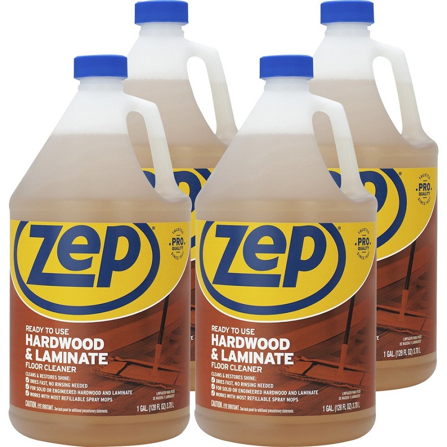 Zep Hardwood & Laminate Floor Cleaner - 128 fl oz (4 quart) - Fresh Scent - Non-sticky - Brown Bottle - 4 / Carton 