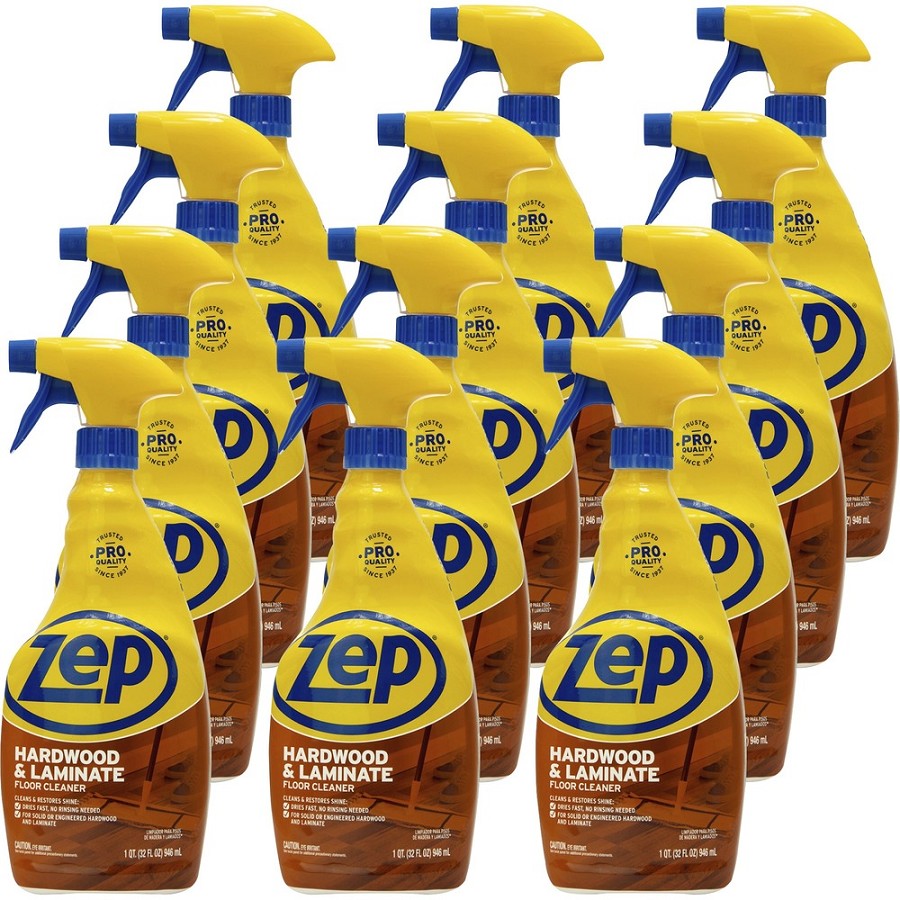 Zep Hardwood & Laminate Floor Cleaner - 32 fl oz (1 quart) - Fresh Scent - Non-sticky - Brown - 12 / Carton 