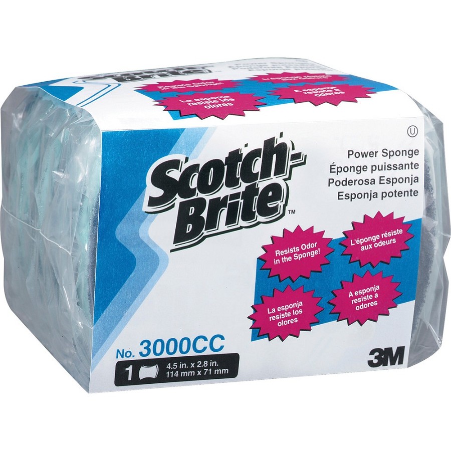 Scotch-Brite Power Sponges - 0.7' Height x 4.5' Width x 2.8' Depth - 5/Pack - 12 / Carton - Aqua 