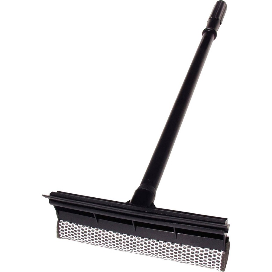 Unger Auto Squeegee Scrubber - 8' Blade - 18' Plastic Handle - Heavy Duty - Black - 20 / Carton 