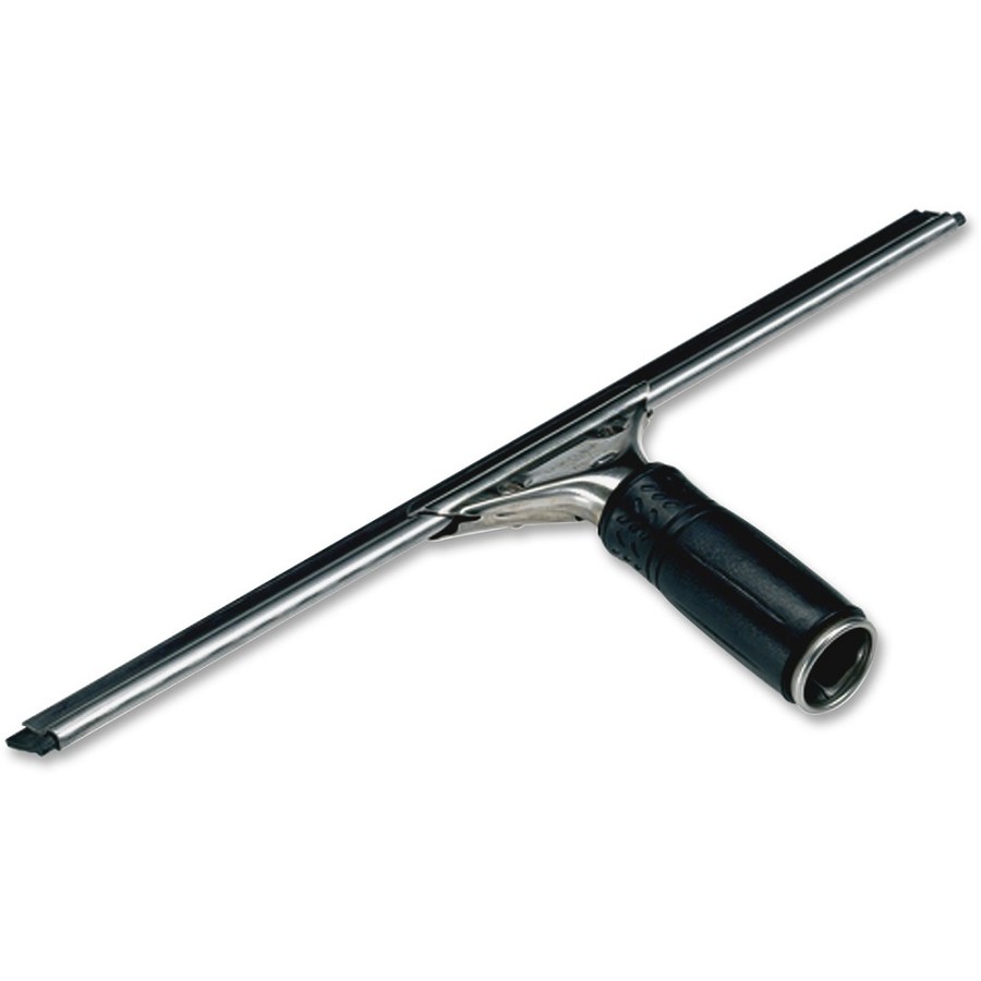 Unger 18' Pro Stainless Steel Complete Squeegee - 18' Blade - Rubber Handle - Non-slip Grip, Ergonomic, Quick Lock - Black, Silver - 10 / Carton 