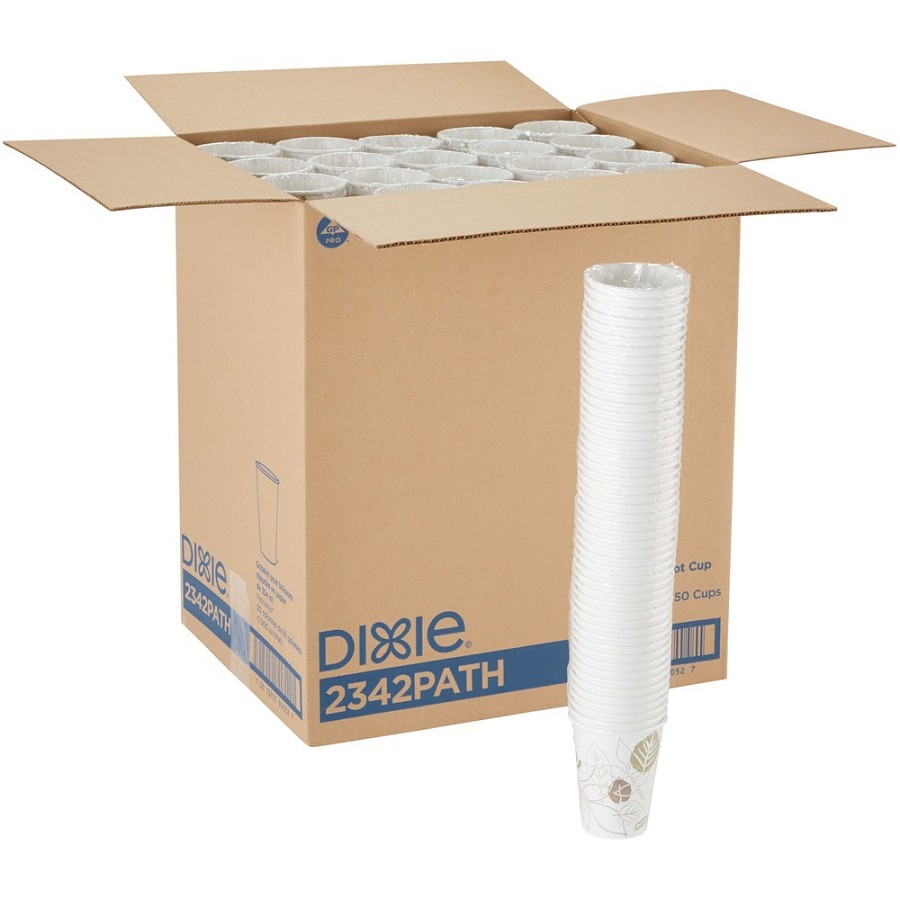 Dixie Pathways 12 oz Paper Hot Cups By GP Pro - 12 fl oz - White - Paper - Hot Drink - 50/Pack - 20 / Carton 