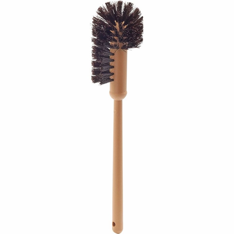 Rubbermaid Commercial 17' Handle Toilet Bowl Brush - 1.50' Synthetic Polypropylene Bristle - 17' Handle Length - 18.5' Overall Length - Plastic Handle - Brown, Yellow - 12 / Carton 