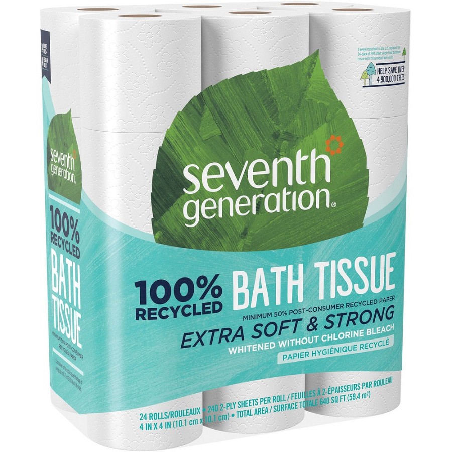 Seventh Generation 100% Recycled Bathroom Tissue - 2 Ply - 240 Sheets/Roll - White - PaperPack - 24/Pack - 2 / Carton 
