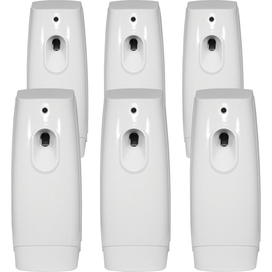 TimeMist Classic Metered Aerosol Dispenser - 0.25 Hour Medium - 30 Day Refill Life - 6000 ft³ Coverage - 2 x AA Battery - 6 / Carton - White 