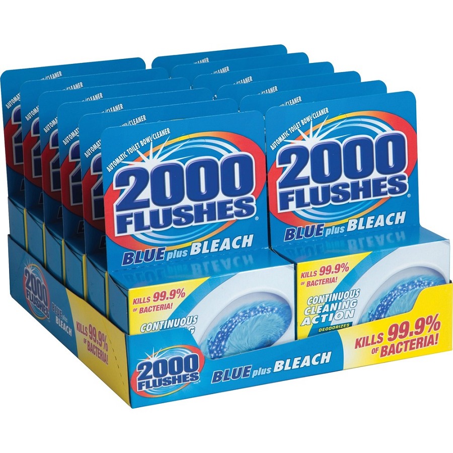 WD-40 2000 Flushes Blue/Bleach Bowl Cleaner Tablets - Concentrate - 3.50 oz (0.22 lb) - Antibacterial, Deodorant - Blue - 12 / Carton 
