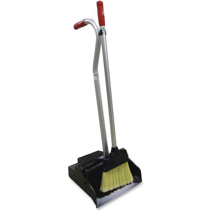 Unger Ergo Dustpan/Broom Combo - Aluminum Handle - Black, Silver, Red - 6 / Carton 