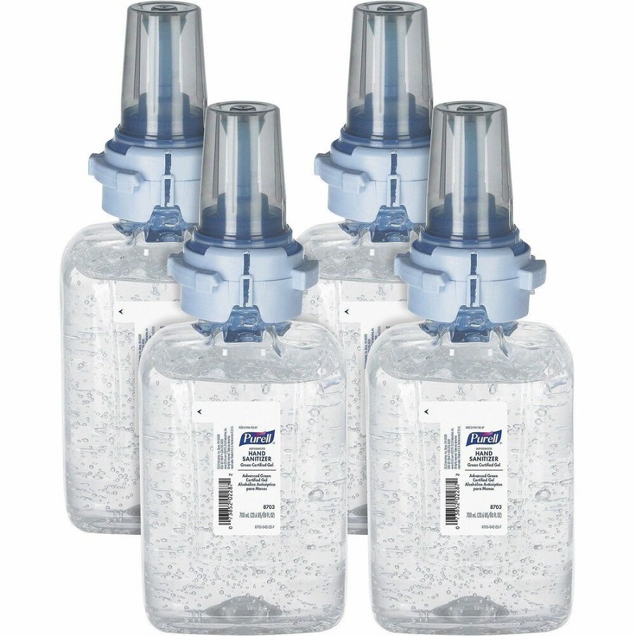 PURELL Hand Sanitizer Gel Refill - Fragrance-free Scent - 23.67 fl oz - Push Pump Dispenser - Kill Germs - Hand - Moisturizing - Clear - Bio-based - 4 / Carton 