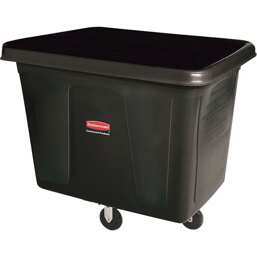 Rubbermaid Commercial 300-lb Capacity Cube Truck - 44.91 gal Capacity - Cube - Durable - 28.1' Height x 26' Width - Metal, High-density Polyethylene (HDPE) - Black - 1 Each 