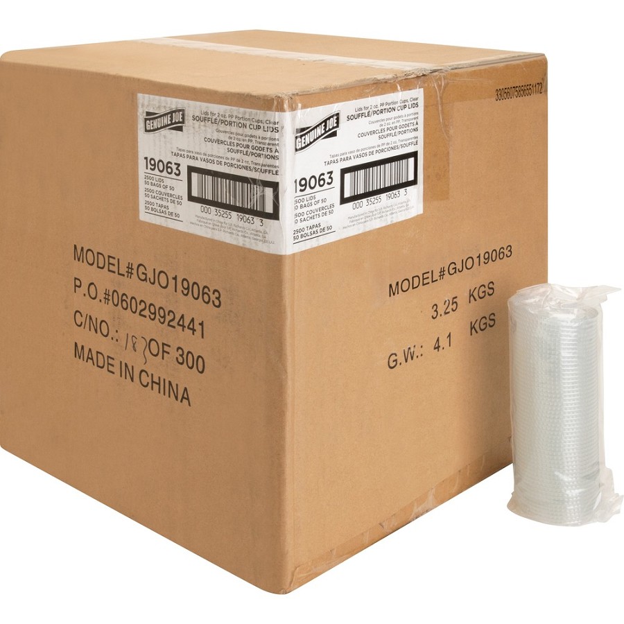 Genuine Joe Portion Cup Lid - Transparent, Clear - 50/Bag - 50 / Carton 