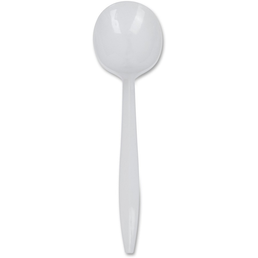 Genuine Joe Medium-Weight Soup Spoon - 1 Piece(s) - Soup Spoon - 1 x Soup Spoon - Disposable - Polypropylene - White - 1 Carton 