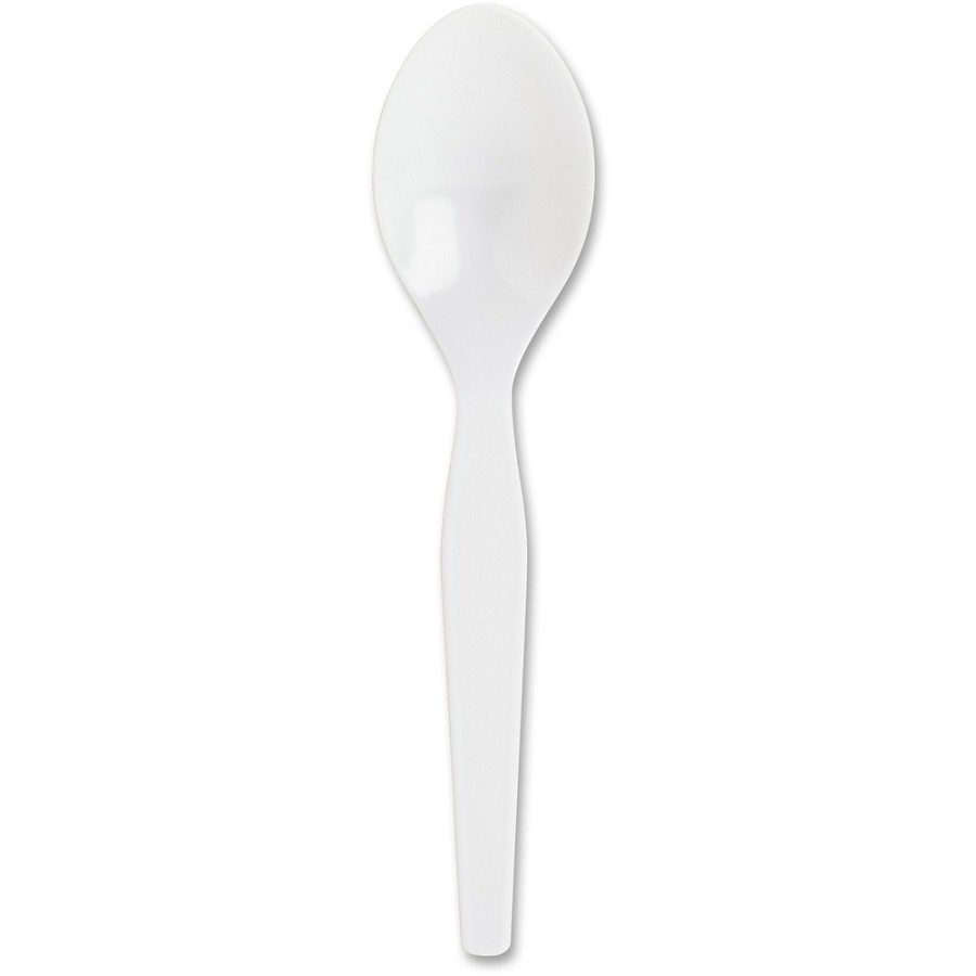 Genuine Joe Medium-Heavyweight Plastic Spoons - 1 Piece(s) - Spoon - 1 x Spoon - Disposable - White - 1 Carton 