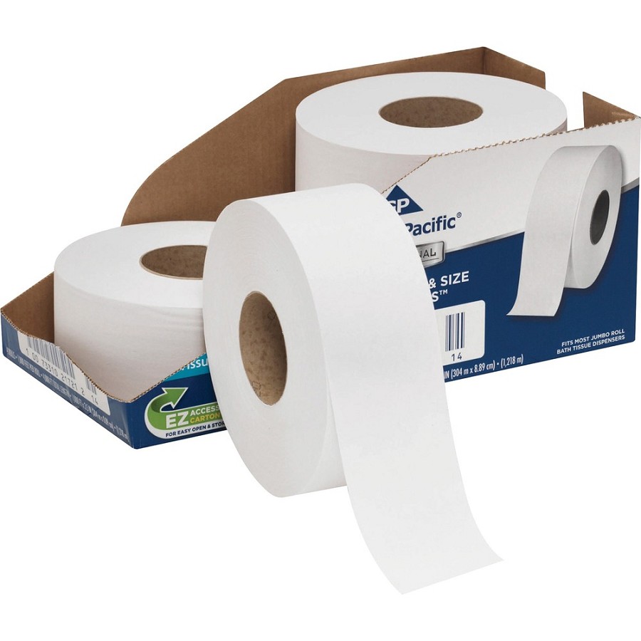 Georgia-Pacific Professional Series Jumbo Jr. Toilet Paper - 2 Ply - 3.50' Width x 1000 ft Length - 9' Roll Diameter - White - 4 / Carton 