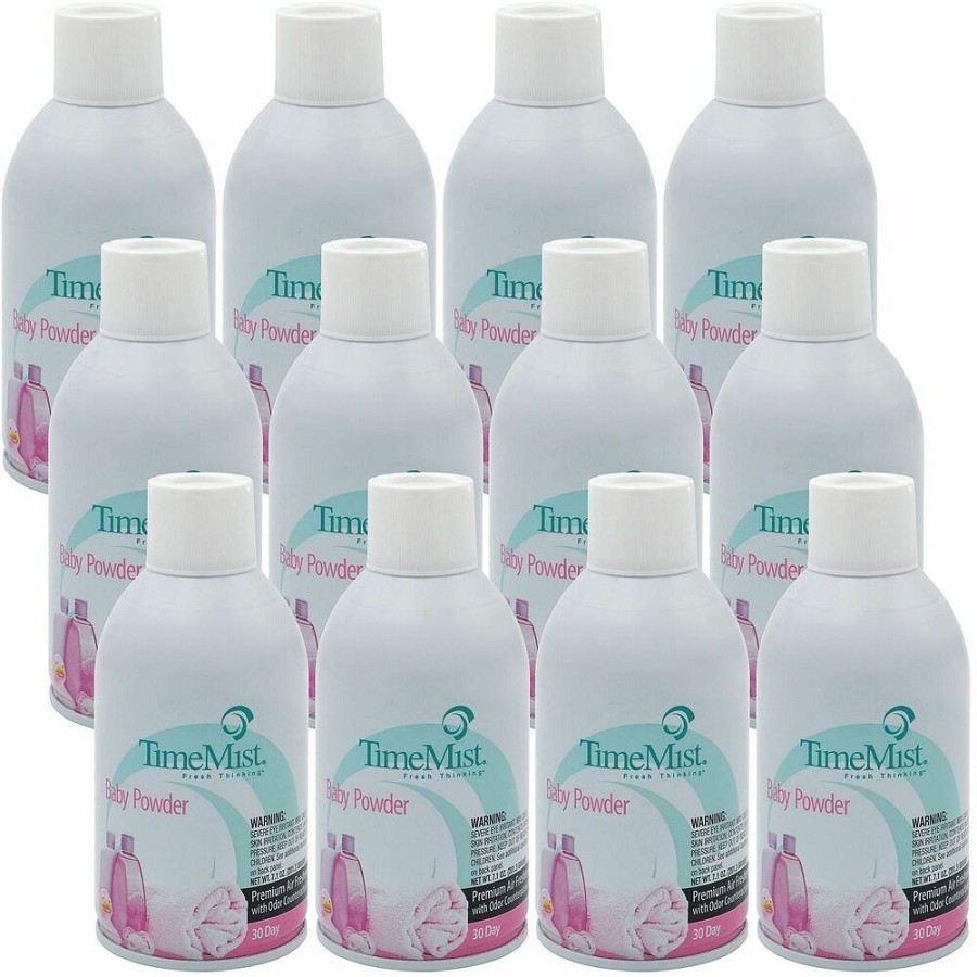 TimeMist Metered 30-Day Baby Powder Scent Refill - Spray - 6000 ft³ - 5.3 fl oz (0.2 quart) - Baby Powder - 30 Day - Long Lasting, Odor Neutralizer - 12 / Carton 