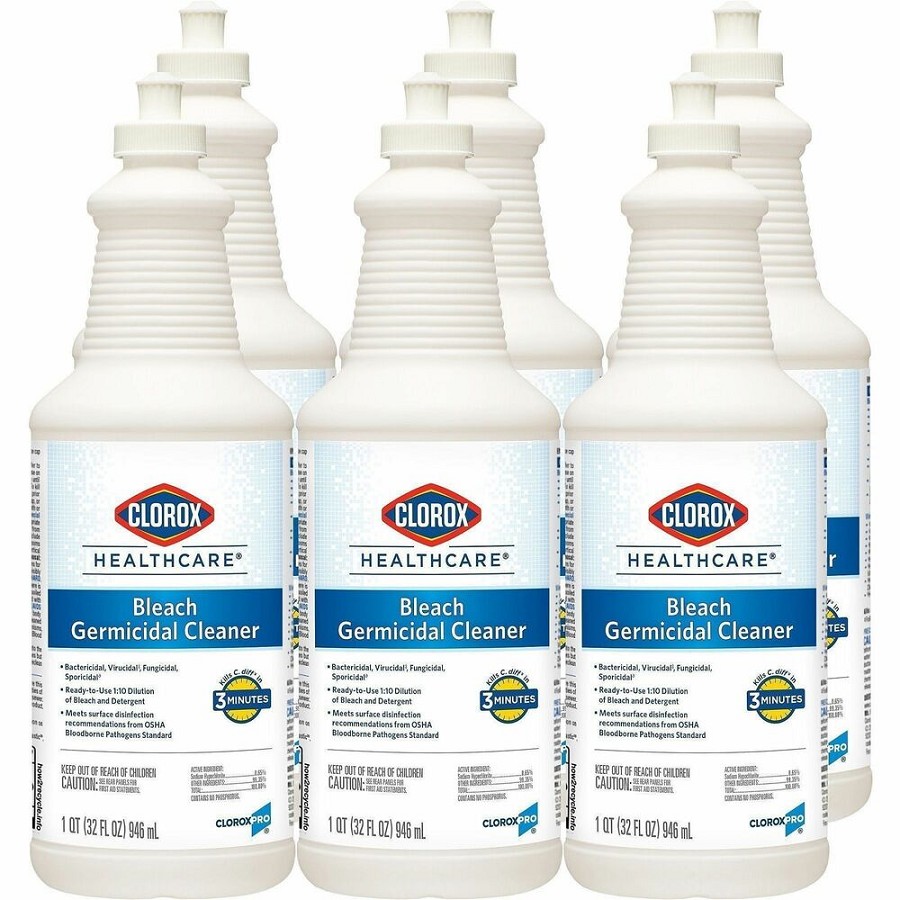 Clorox Healthcare Pull-Top Bleach Germicidal Cleaner - For Multipurpose - Ready-To-Use - Liquid - 32 fl oz (1 quart) - Recommended For: Germs Remover, Virus Remover, Soil Remover, Bacteria Remover, Fungi Remover, Mold Remover, Mildew Remover - Disinfectan 