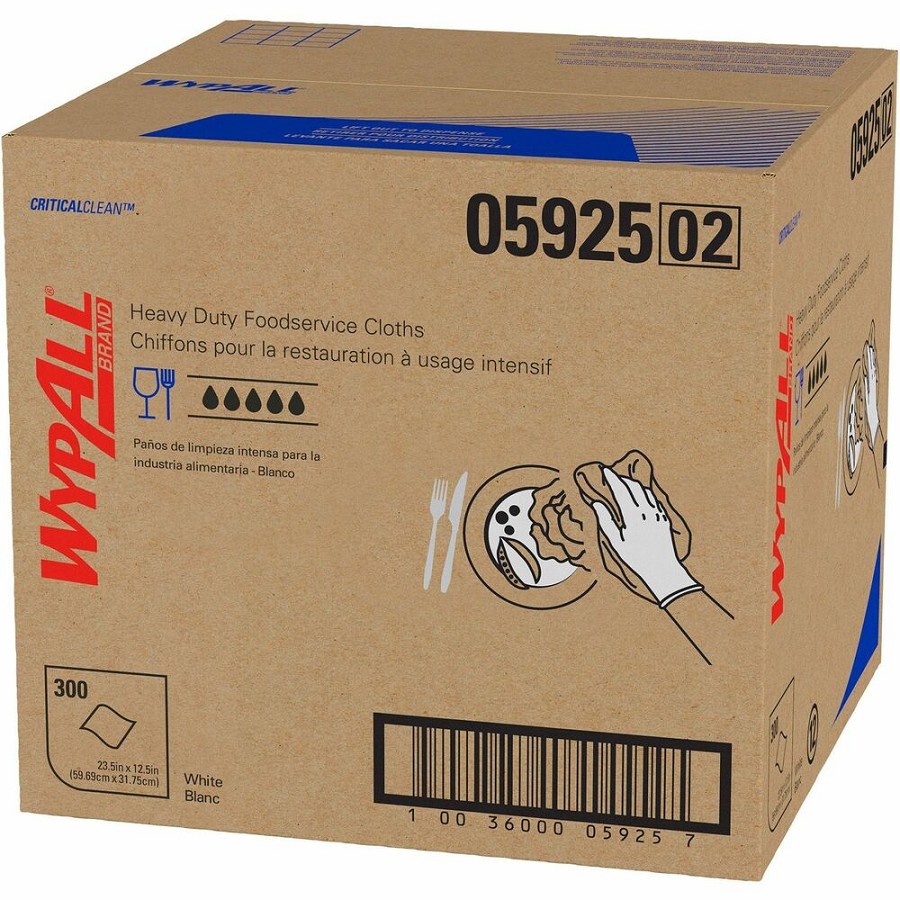 Wypall CriticalClean Heavy Duty Foodservice Cloths - Quarter-fold - 12.50' Width x 23.50' Length - White - Hydroknit - 1 Carton 
