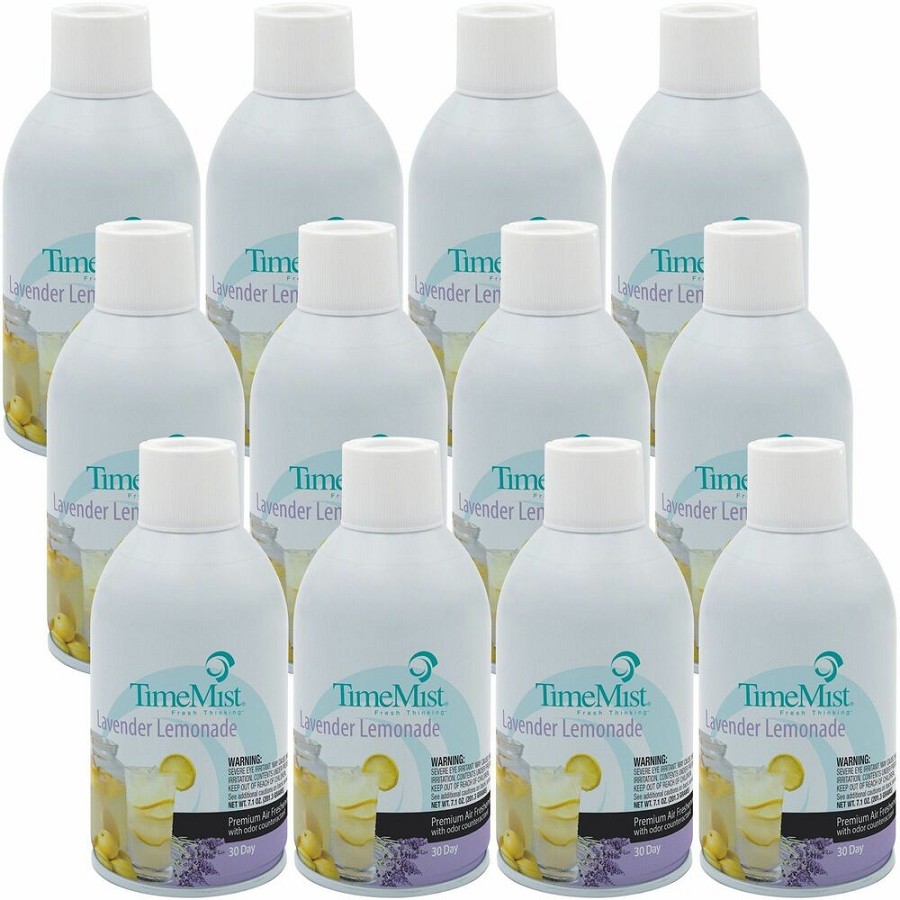 TimeMist Metered 30-Day Lavender Lemonade Scent Refill - Spray - 6000 ft³ - 7.1 fl oz (0.2 quart) - Lavender Lemonade - 30 Day - Odor Neutralizer, Long Lasting - 12 / Carton 
