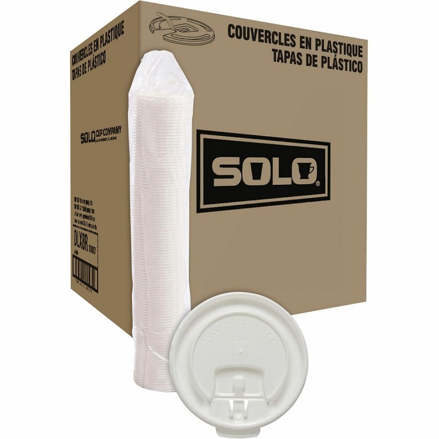 Solo Scored Tab Hot Cup Lids - White - 100/Pack - 20 / Carton 