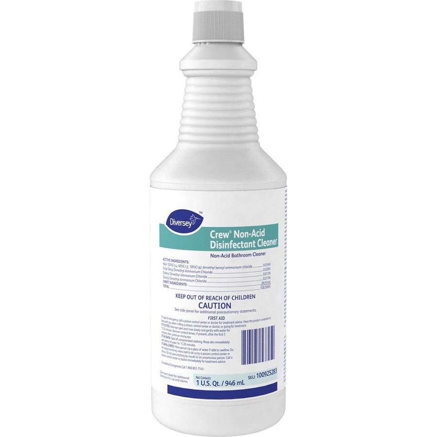 Diversey Crew Non-Acid Disinfectant Cleaner - Ready-To-Use - 32 fl oz (1 quart) - Fresh Scent - Recommended For: Odor Remover - Disinfectant, Non-abrasive, Deodorize, Non-porous - Blue - 1 Each 