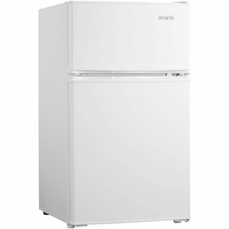 Avanti RA31B0W 3.1 Cubic Foot 2-door Compact Refrigerator - 3.10 ft³ - Auto-defrost - Top Mount - Auto-defrost - Reversible - 2.10 ft³ Net Refrigerator Capacity - 1 ft³ Net Freezer Capacity - 120 V AC - 320 kWh per Year - White - Freestanding 