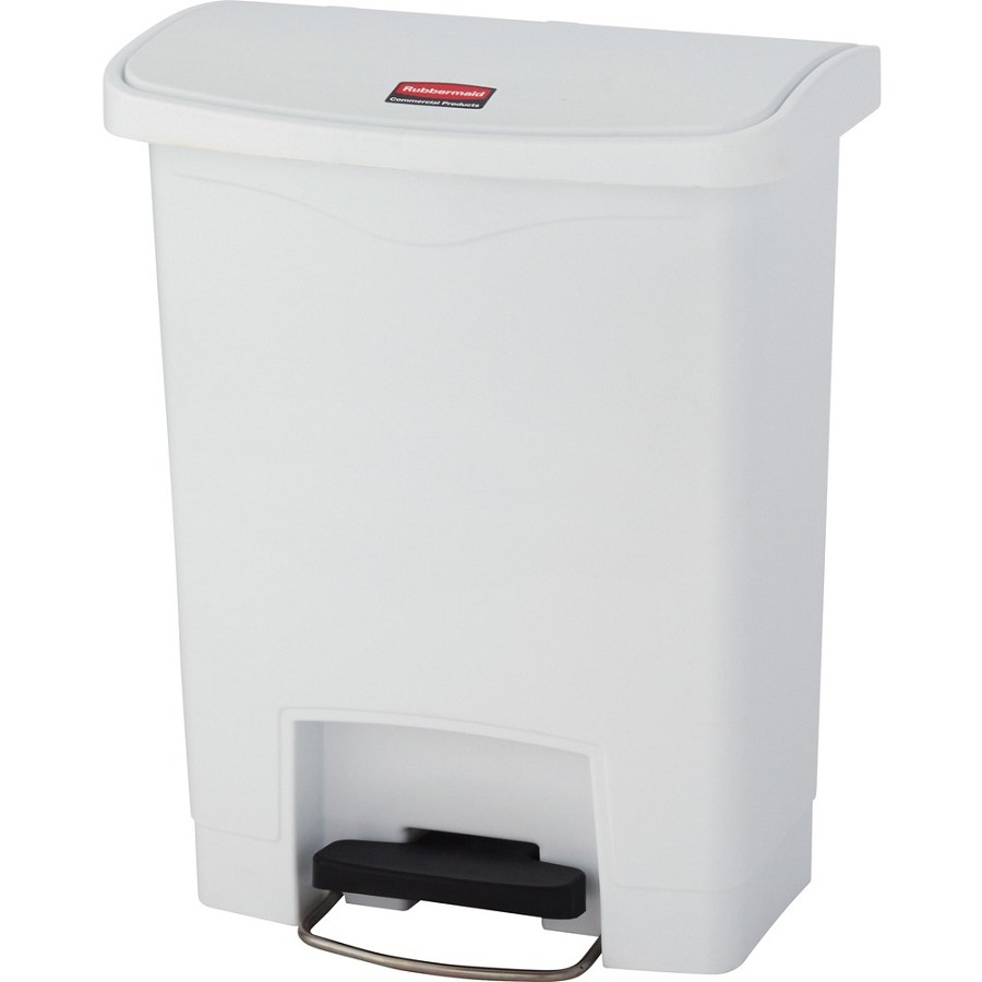 Rubbermaid Commercial Slim Jim 8-gal Step-On Container - Step-on Opening - Hinged Lid - 8 gal Capacity - Manual - Durable, Foot Pedal, Easy to Clean - 21.1' Height x 10.6' Width - Plastic, Resin - White - 1 Each 