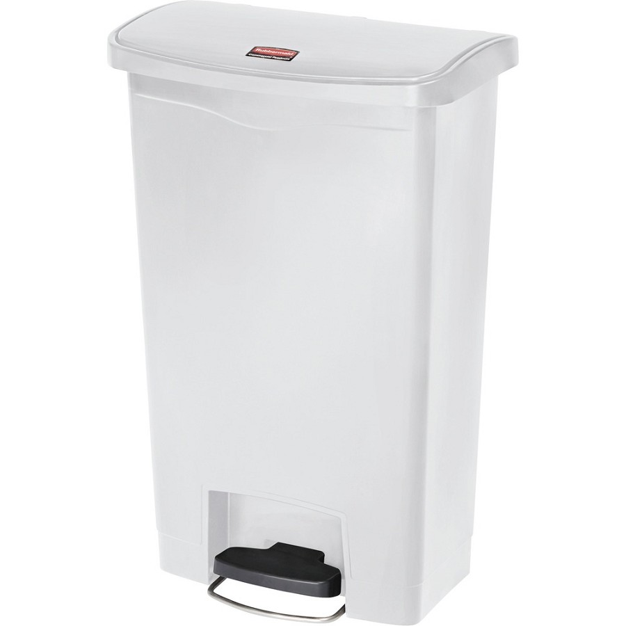 Rubbermaid Commercial Slim Jim 13-gal Step-On Container - Step-on Opening - Hinged Lid - 13 gal Capacity - Manual - Durable, Foot Pedal, Easy to Clean - 28.3' Height x 11.5' Width - Plastic, Resin - White - 1 Each 