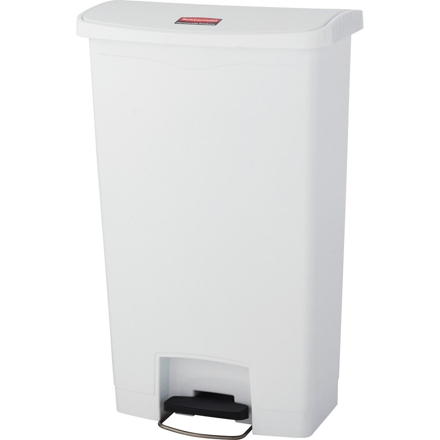 Rubbermaid Commercial Slim Jim 18-gal Step-On Container - Step-on Opening - Hinged Lid - 18 gal Capacity - Manual - Durable, Foot Pedal, Easy to Clean - 31.6' Height x 12.2' Width - Plastic, Resin - White - 1 Each 