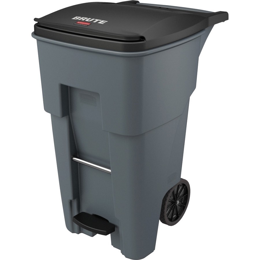 Rubbermaid Commercial 1971968 65 Gallon BRUTE Step-On Rollout Container - Gray - Step-on Opening - Rollout Lid - 65 gal Capacity - Manual - Heavy Duty, Wheels, Reinforced, Handle, Easy to Clean - 44.7' Height x 25.3' Width - High-density Polyethylene (HDP 