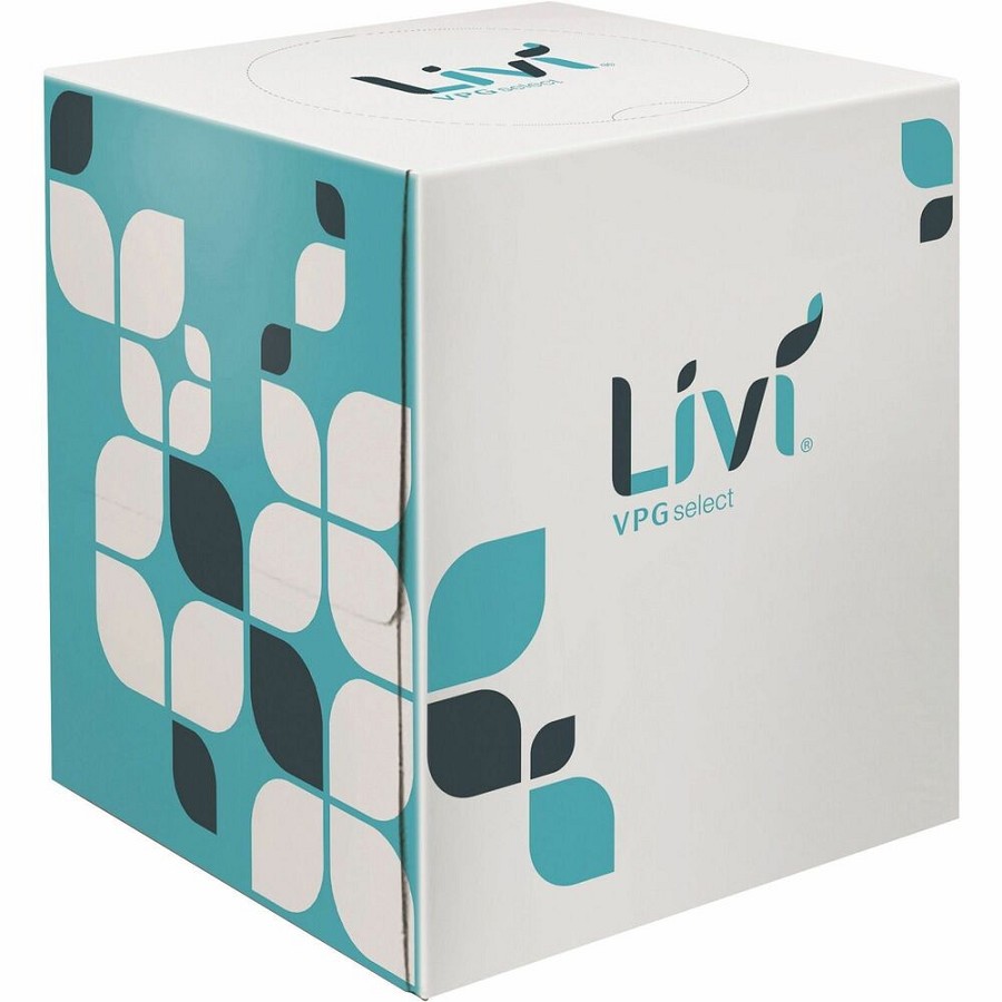 Livi VPG Facial Tissues - 2 Ply - White - Virgin FiberBox - 90/Box - 36 / Carton 