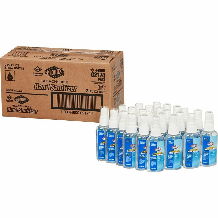 Clorox Commercial Solutions Hand Sanitizer Spray - 2 fl oz - Spray Bottle Dispenser - Kill Germs - Hand - Moisturizing - Clear - Non-sticky, Non-greasy, Bleach-free - 24 / Carton 
