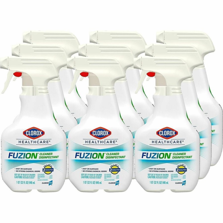 Clorox Healthcare Fuzion Cleaner Disinfectant Spray - For Multi Surface - Ready-To-Use - Spray - 32 fl oz (1 quart) - Recommended For: Bacteria Remover, Virus Remover, Fungi Remover, Residue Remover - Low Odor, Odor Neutralizer, Easy to Use - Translucent 