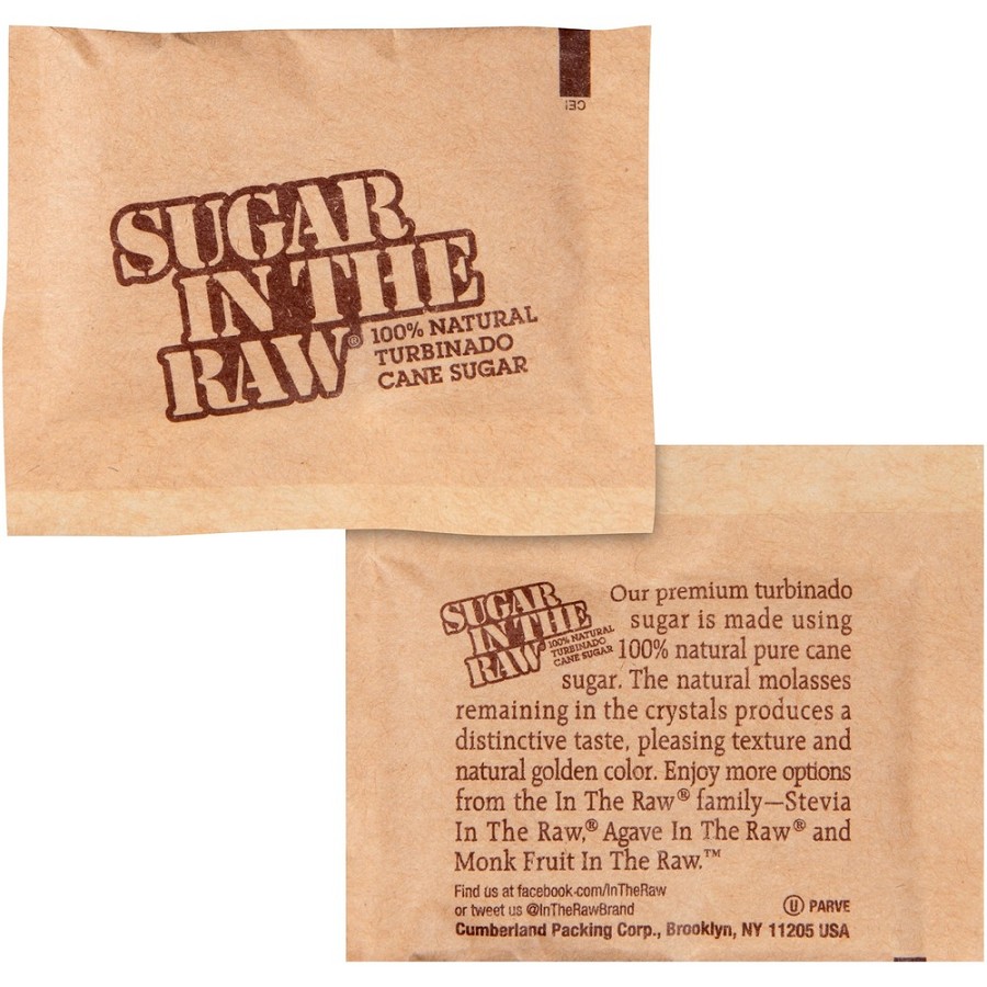 Sugar In The Raw Natural Turbinado Cane Sugar Packets - Molasses Flavor - Natural Sweetener - 200/Box - 2 / Carton 