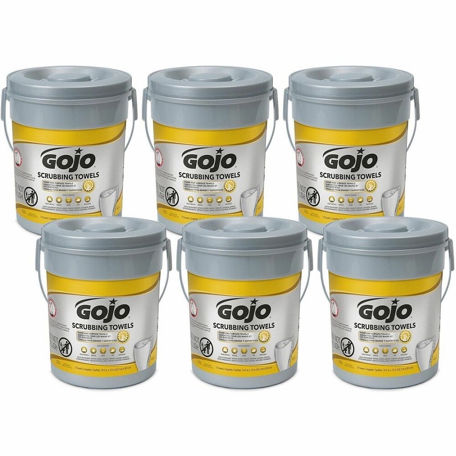 Gojo Scrubbing Towels - 10.50' Width x 13' Length - White - 72/Tub - 6 / Carton 
