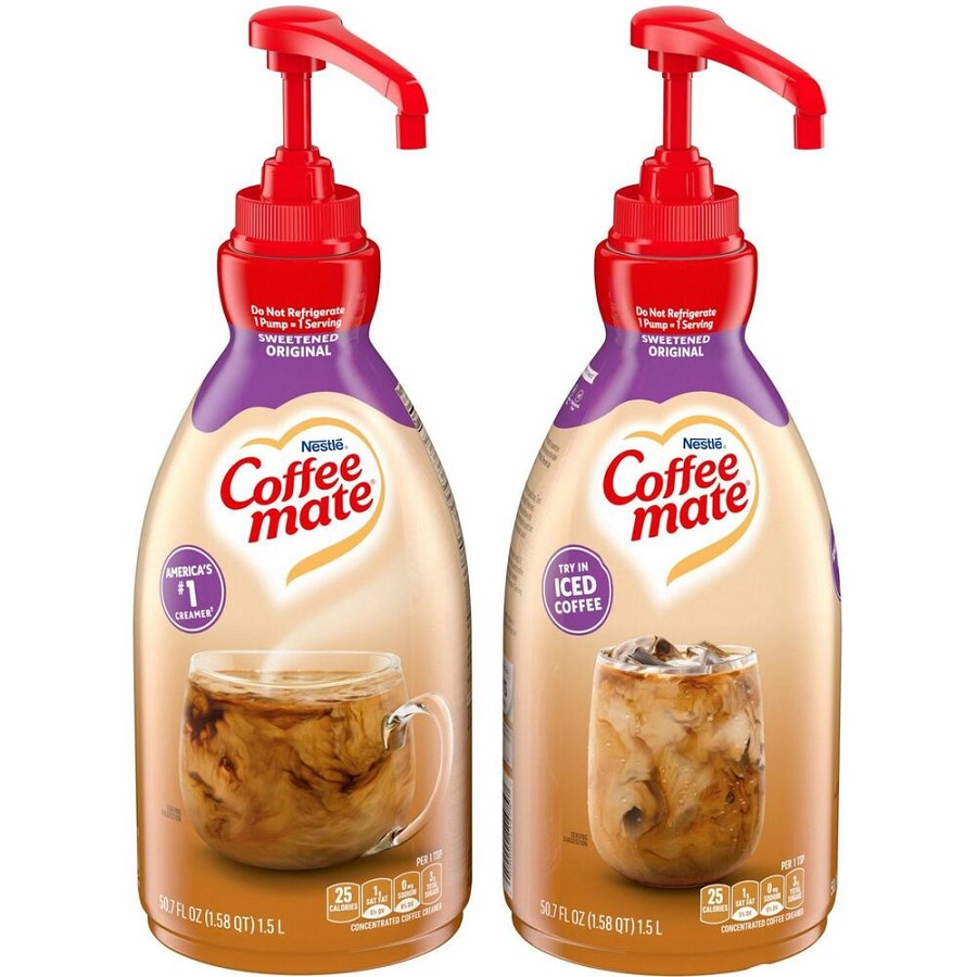 Coffee mate Sweetened Original Liquid Concentrate Coffee Creamer - Pump Bottle - Sweetened Original Flavor - 50.70 fl oz (1.50 L) - 300 Serving - 2 / Carton 