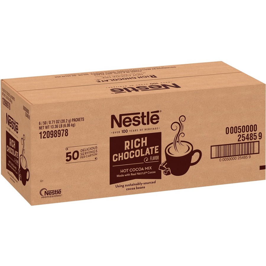 Nestle Rich Chocolate Single-Serve Hot Cocoa Packets - Powder - 0.17 oz - 50/Box - 6 / Carton 